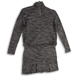 Womens Gray Heather Turtleneck Drop Waist Back Zip Sweater Dress Size Small alternative image