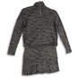 Womens Gray Heather Turtleneck Drop Waist Back Zip Sweater Dress Size Small image number 2