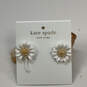 Designer Kate Spade White Gold Fashionable Bloom Daisy Flower Stud Earrings image number 2