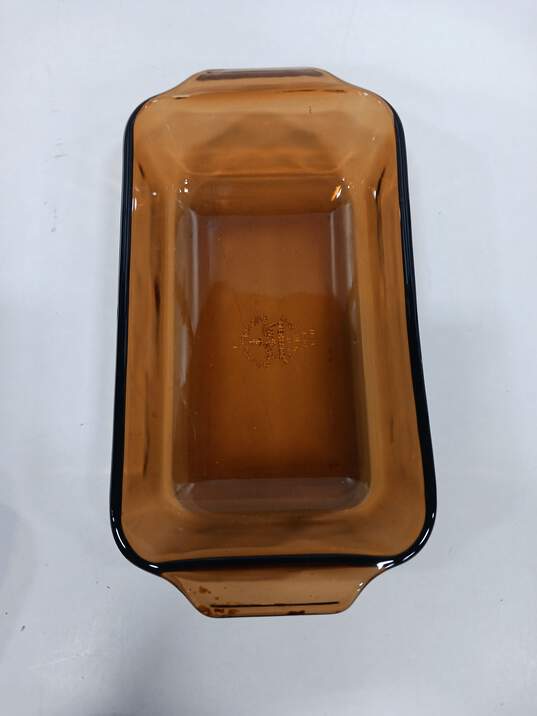 Fire King Amber Rectangular Glass Loaf Pan image number 2