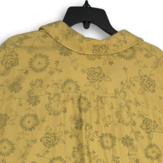 Lands' End Womens Yellow Floral Short Sleeve Spread Collar Blouse Top Size 1X image number 4
