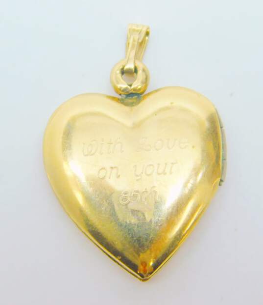 14K Yellow Gold Loose Birthstone Scroll Heart Locket 3.3g image number 5