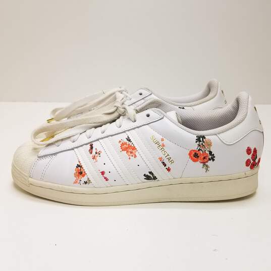 Adidas Superstar White Floral Women's Shoes Size 9.5 image number 1
