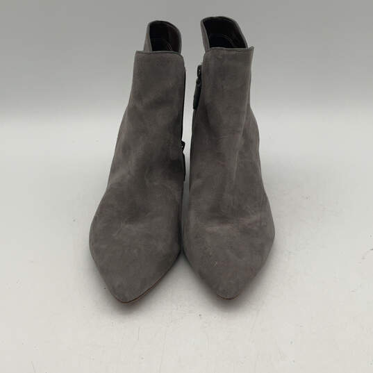 Womens Elyse Gray Suede Pointed Toe Side Zip Ankle Dress Booties Size 9 C image number 1