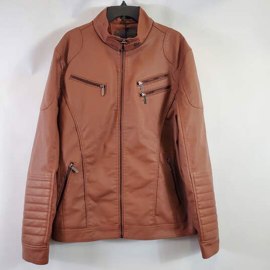 American Breed Men Brown Faux Leather Jacket XL NWT image number 1