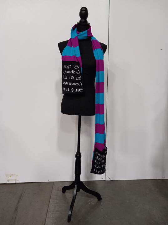 Unisex Purple and Blue Striped Internet Speak Scarf One Size Fits Most image number 2