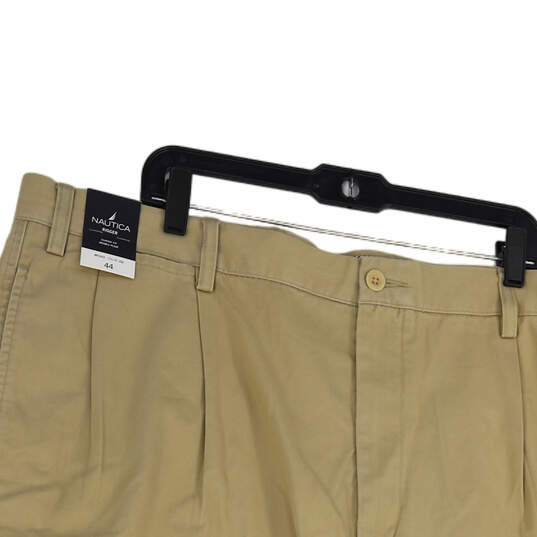 NWT Mens Beige Flat Front Pleated Pockets Regular Fit Chino Shorts Size 44 image number 3