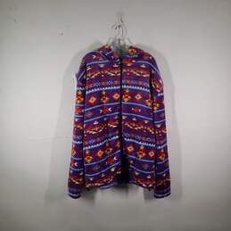NWT Womens Aztec Print Long Sleeve Kangaroo Pockets Full-Zip Hoodie Size XL
