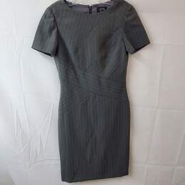 Tahari Gray Striped Bodycon Dress Size 2