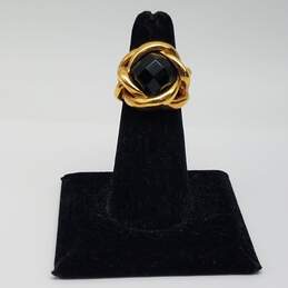 14k Gold Faceted Onyx SZ 5 1/2 Ring 5.8g alternative image