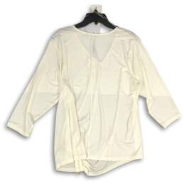 NWT Calvin Klein Womens White V-Neck 3/4 Sleeve Side Ruched Blouse Top Size 1X alternative image