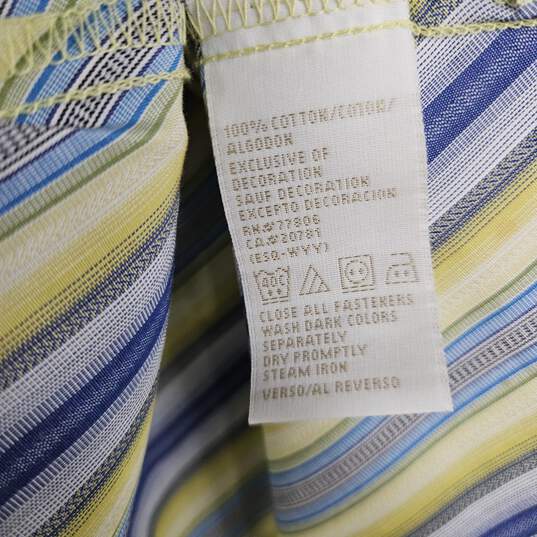 Yellow Blue Striped Long Sleeve Button-Up Shirt image number 3