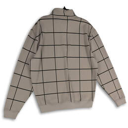Mens Tan Black Check Long Sleeve 1/4 Zip Golf Pullover Sweatshirt Size L alternative image