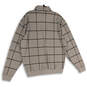 Mens Tan Black Check Long Sleeve 1/4 Zip Golf Pullover Sweatshirt Size L image number 2
