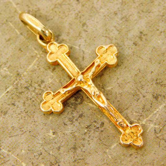 Vintage 14K Yellow Gold Crucifix Cross Pendant 1.7g image number 1