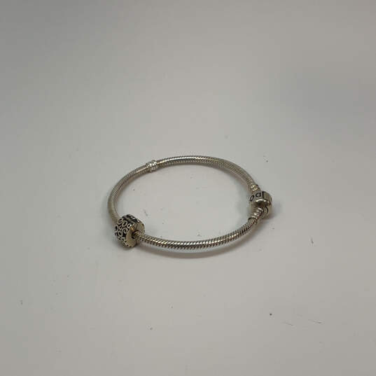 Designer Pandora 925 ALE Sterling Silver Snake Chain Bracelet w/ Charm image number 2