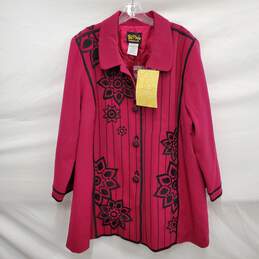 NWT Bob Mackie WM's Dark Pink Knitted Cardigan Jacket Size 1X