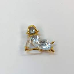 Designer Swarovski Gold-Tone Crystal Memories Moon Child Brooch Pin alternative image