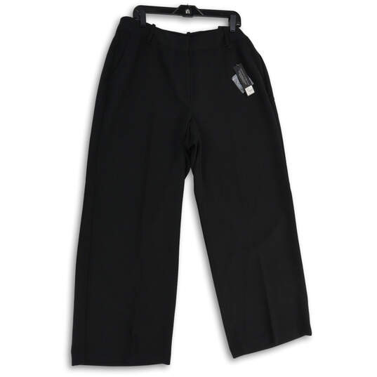 NWT Womens Black Flat Front Slash Pocket Wide Leg Trouser Pants Size 18R image number 2
