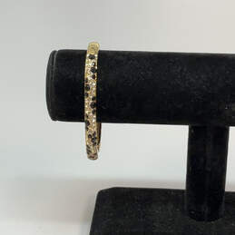 Designer Swarovski Gold-Tone Clear & Black Crystals Hinged Bangle Bracelet