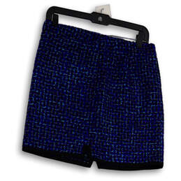 Womens Blue Tweed Regular Fit Flat Front Side Slit Back Zip Mini Skirt Sz 4