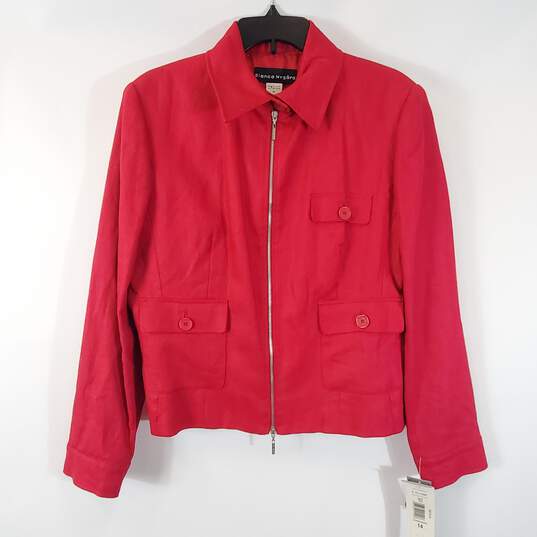 Bianca Nygard Women Red Linen Jacket Sz 14 NWT image number 1