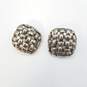 Givenchy Silver Tone Basket Weave Design Square Post Earrings 16.1g image number 1