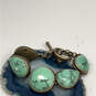 Designer Lucky Brand Gold-Tone Green Stone Toggle Link Chain Bracelet image number 1