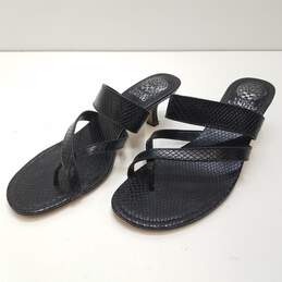 Vince Camuto Moentha Black Leather Mule Sandal Kitten Heels Shoes Size 8.5M