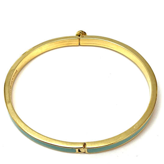 Designer Kate Spade Gold-Tone Turquoise Enamel Hinged Bangle Bracelet image number 2