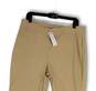 NWT Womens Tan Flat Front Elastic Waist Tapered Leg Ankle Pants Size 14 image number 3