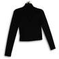 Womens Black Long Sleeve Cutout Pullover Cropped Blouse Top Size 5 image number 2
