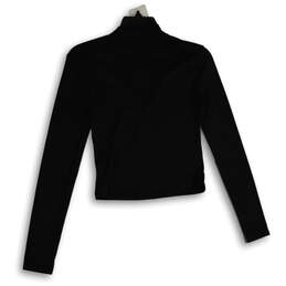 Womens Black Long Sleeve Cutout Pullover Cropped Blouse Top Size 5 alternative image