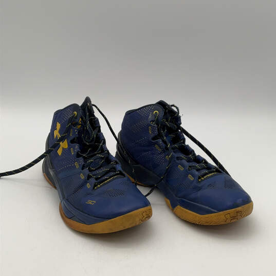 Womens Curry 2 Dub Nation Blue Yellow Mid Top Lace-Up Sneaker Shoes Sz 9.5 image number 2