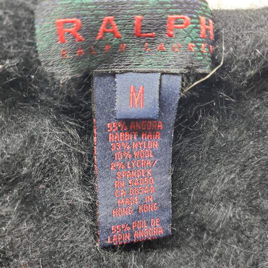 Ralph Lauren Sleeveless Rabbit Hair Wool Blend Midi Black Dress MD image number 3
