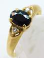 14K Yellow Gold Oval Sapphire 0.04 CTTW Diamond Side Stones Ring  2.2g image number 2