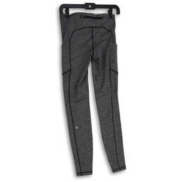 Womens Gray Elastic Waist Zipper Pocket Compression Leggings Size 6 alternative image