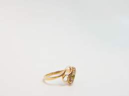 Romantic 14k Yellow Gold Pink Spinel Peridot & CZ Swirl Cut Ring 1.9g