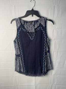 Lucky Brand Womens Blue Paisley  Sleeveless Shirt Size XS/TP