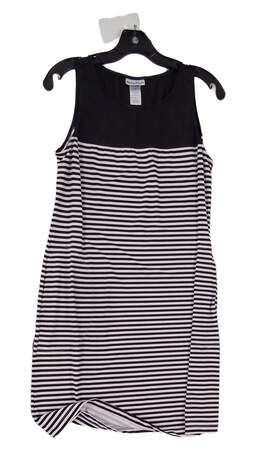 Tommy Bahama Women's Black White Striped Sleeveless Round Neck Knee Length Tank Dress Size M