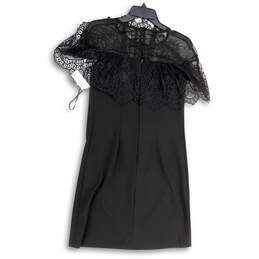 NWT Womens Black Lace Crew Neck Sleeveless Back Zip Mini Dress Size 2 alternative image