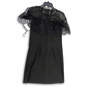 NWT Womens Black Lace Crew Neck Sleeveless Back Zip Mini Dress Size 2 image number 2