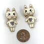 Designer Betsey Johnson Gold-Tone Mini Critters Cat Face Drop Earrings image number 3