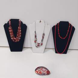 Assorted Red Toned Fashion Jewelry Lot of 8