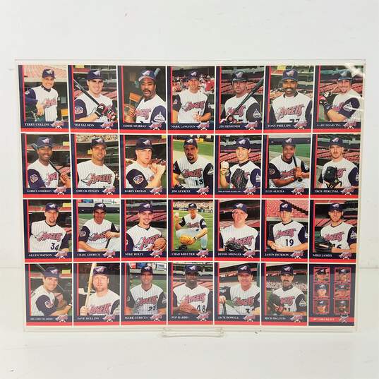Set of Anaheim Angels Uncut Trading Card Sheets in an Acrylic Frame image number 2