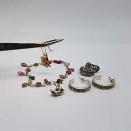 Sterling Silver Multi Gemstone 7 1/2 Inch Bracelet Earring Jewelry Bundle 5pcs 16.4g