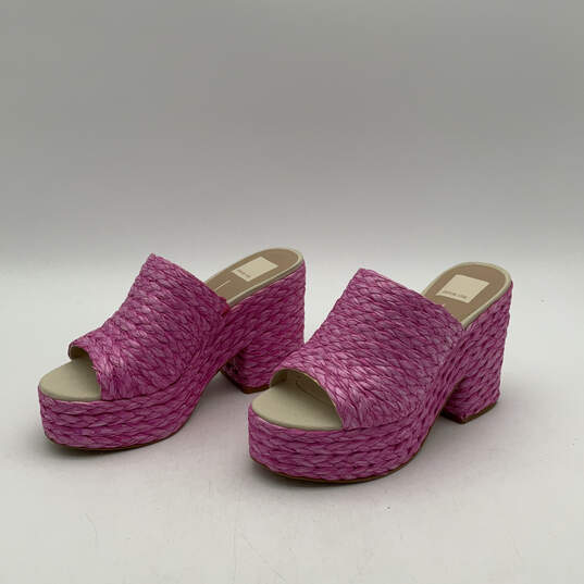 NIB Womens Elora Pink Orchid Slip On Open Toe Wedge Platform Heels Size 7 image number 2