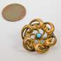 Antique Gold Tone Seed Pearl Turquoise & Glass Brooches 18.0g image number 4