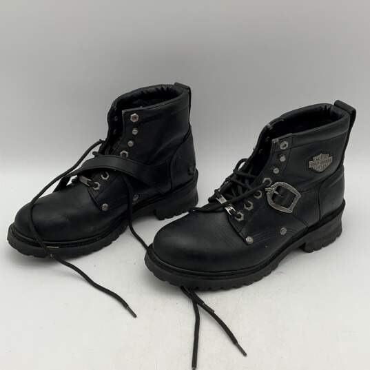 Harley-Davidson Womens Black Leather Round Toe Lace-Up Biker Boots Size 9.5 image number 4