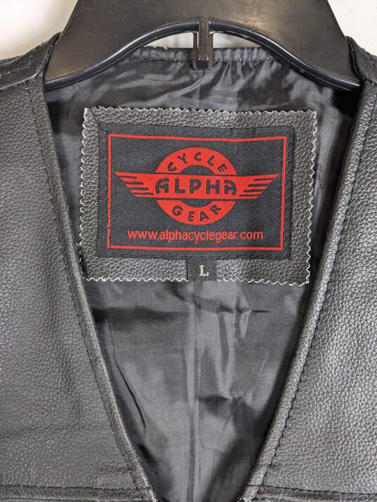 Alpha Cycle Gear Men Black Leather Vest L image number 3